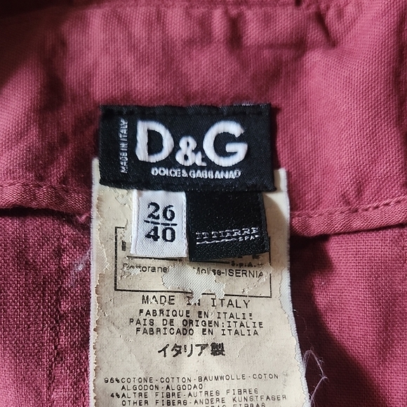 D&G Dolce & Gabbana Maroon Pleated Mini Skirt Size 26/40 Made in Italy - Picture 8 of 10